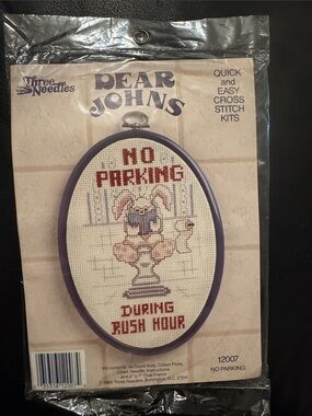 Three Needles 'Dear Johns' No Parking Cross Stitch Kit - Cream & Red